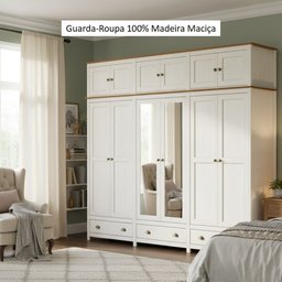 Guarda-Roupa Bipartido 12 Portas 3 Gavetas Topázio 100% Madeira Maciça - 5