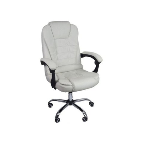 Cadeira de Escritório Presidente Oficial Reclinável Ergonômica com Apoio para Cabeça Branco