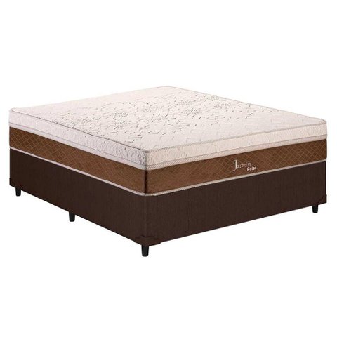 Cama Box Casal: Colchão Molas Polar MasterPocket Ensacadas Jasmim + Base CRC Linhão Brown(138x188)