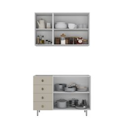 Cozinha Compacta 2 Peças 100% Mdf Bp 1 Balcão 1 Aereo Maranello - 3