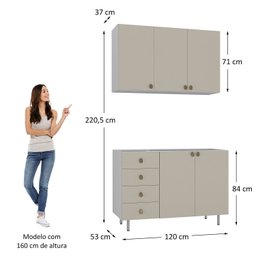 Cozinha Compacta 2 Peças 100% Mdf Bp 1 Balcão 1 Aereo Maranello - 5