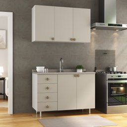 Cozinha Compacta 2 Peças 100% Mdf Bp 1 Balcão 1 Aereo Maranello - 1