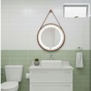 Ver imagem 1 de Espelho Redondo Adnet Iluminado Led Touch Alça 60cm Luxo - Cobre com Alça Caramelo