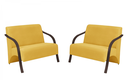 Ver imagem 1 de Kit 2 Poltronas Namoradeira 2 Lugares Vênus D Salla Suede Braço Madeira Amarelo