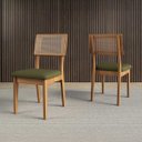 Ver imagem 2 de Kit 4 Cadeiras com Assento Estofado Encosto em Tela 100% Mdf Freijó Verde Dalla Costa