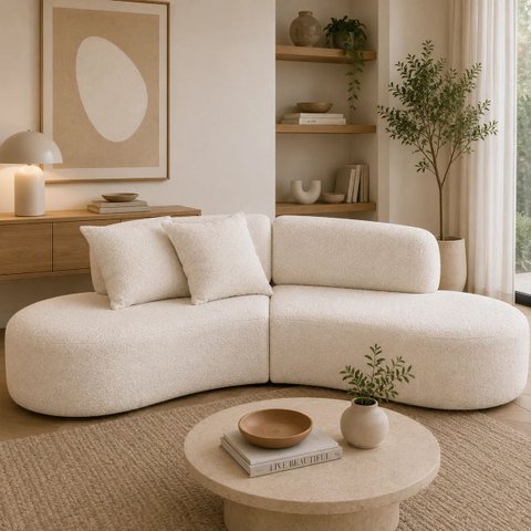 Sofá Orgânico Vitória Luxo para Sala e Recepção 3 Lugares:Bege