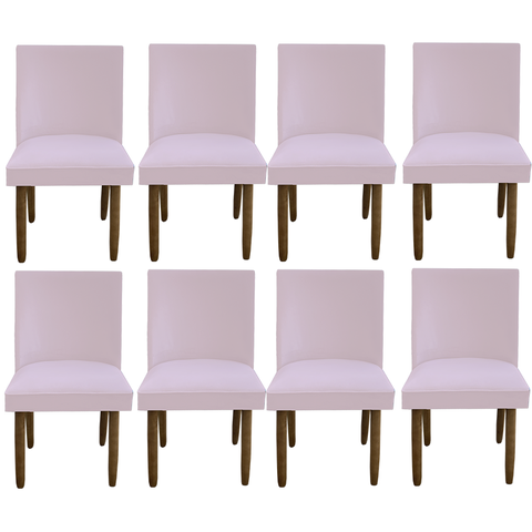 Kit 08 Cadeiras Para Sala De Jantar Tóquio Pés palito Suede Rosa Bebê - D'Classe Decor