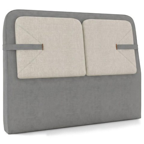 Cabeceira Cama Casal 140cm Nalu Facto Cinza/Linho Off Z37 - Mpozenato
