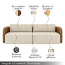 Ver imagem 3 de Sofá Living Sala de Estar Abel 240cm Bipartido Pés de Madeira Pu/linho Caramelo/off White G33 - Gran