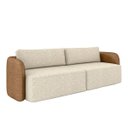 Ver imagem 2 de Sofá Living Sala de Estar Abel 240cm Bipartido Pés de Madeira Pu/linho Caramelo/off White G33 - Gran