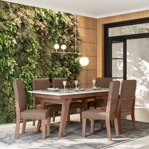 CONJUNTO SALA DE JANTAR DUBAI 1,56 COM 06 CADEIRAS AMEND 73B