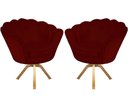 Ver imagem 1 de Kit 2 Poltronas Decorativa Pétala Base Giratória Madeira Suede Marsala Mz Decor