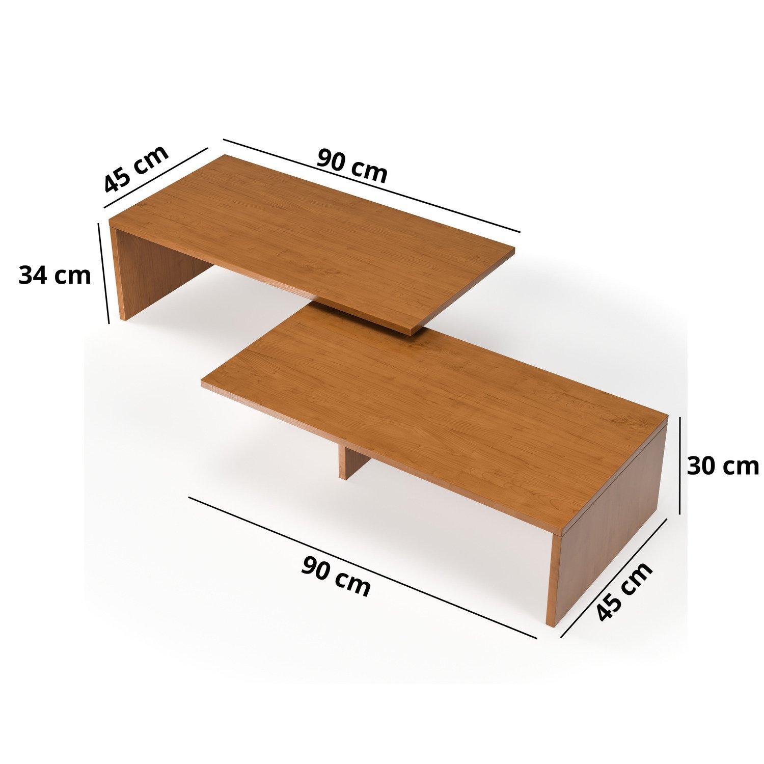 Mesa de Centro Sala Moderna Modular Retangular Baixa Apoio - 3