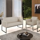 Ver imagem 2 de Sofá Namoradeira com Poltrona Base Industrial Preto Marisa Veludo Luxo D03 - D’Rossi