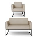 Ver imagem 1 de Sofá Namoradeira com Poltrona Base Industrial Preto Marisa Veludo Luxo D03 - D’Rossi