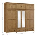 Ver imagem 4 de Guarda-Roupa Bipartido 12 Portas 3 Gavetas Topázio 100% Madeira Maciça Marrom/Freijó