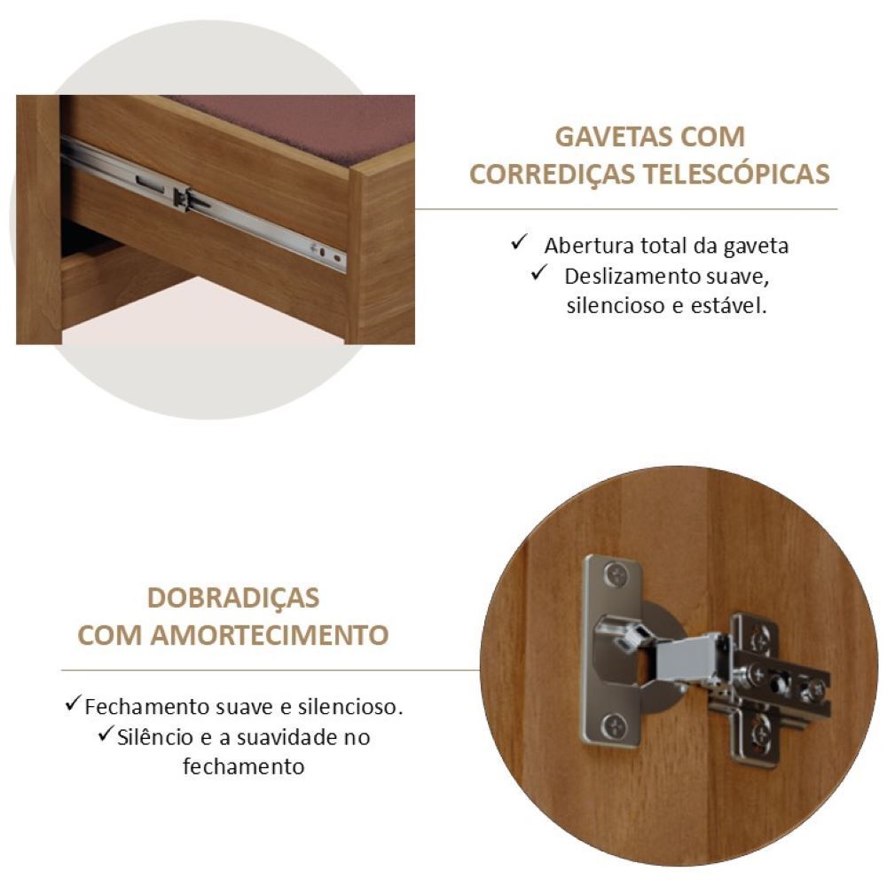 Ver imagem 7 de Guarda-Roupa Bipartido 12 Portas 3 Gavetas Topázio 100% Madeira Maciça Marrom/Freijó