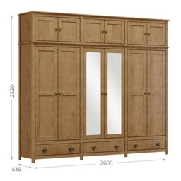 Guarda-Roupa Bipartido 12 Portas 3 Gavetas de Madeira Maciça Topázio  - 6