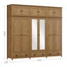 Guarda-Roupa Bipartido 12 Portas 3 Gavetas Topázio Madeira Maciça - 6
