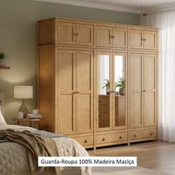 Guarda-Roupa Bipartido 12 Portas 3 Gavetas Topázio 100% Madeira Maciça - 5