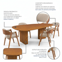 Ver imagem 3 de Conjunto Mesa de Jantar Orgânica 200x100cm com 4 Cadeiras Estofadas Yescasa Bege/Freijó