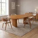 Ver imagem 1 de Conjunto Mesa de Jantar Orgânica 200x100cm com 4 Cadeiras Estofadas Yescasa Bege/Freijó