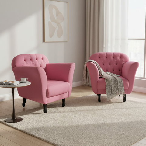 Kit 2 Poltronas Decorativa Dália Veludo Rosa