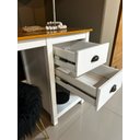 Ver mais imagens de Mesa Escrivaninha 2 Gavetas Topázio Escritório 110cm em Madeira Maciça Branco/Freijó
