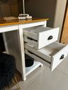 Ver mais imagens de Mesa Escrivaninha 2 Gavetas Topázio Escritório 110cm em Madeira Maciça Branco/Freijó