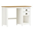 Ver imagem 3 de Mesa Escrivaninha 2 Gavetas Topázio Escritório 110cm em Madeira Maciça Branco/Freijó