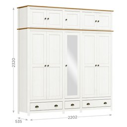 Guarda-Roupa Bipartido 10 Portas 3 Gavetas Topázio 100% Madeira Maciça - 4