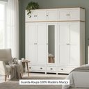 Ver imagem 5 de Guarda-Roupa Bipartido 10 Portas 3 Gavetas Topázio 100% Madeira Maciça Branco/Freijó