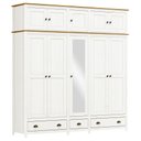 Ver imagem 3 de Guarda-Roupa Bipartido 10 Portas 3 Gavetas Topázio 100% Madeira Maciça Branco/Freijó