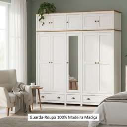 Guarda-Roupa Bipartido 10 Portas 3 Gavetas Topázio 100% Madeira Maciça - 5