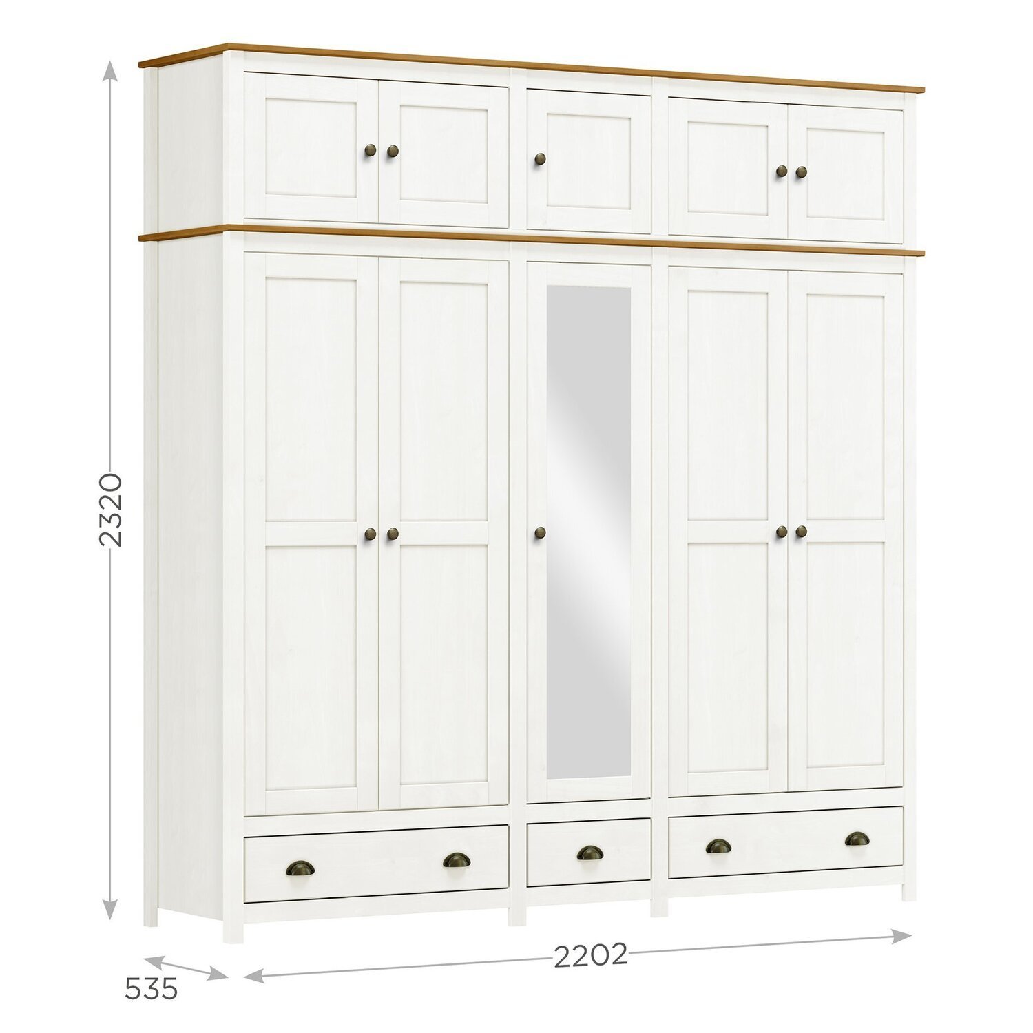 Guarda-Roupa Bipartido 10 Portas 3 Gavetas Topázio Madeira Maciça - 5