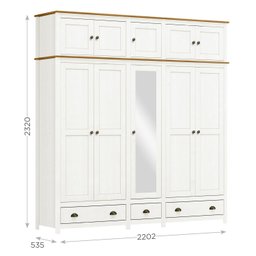 Guarda-Roupa Bipartido 10 Portas 3 Gavetas Madeira Maciça Topázio  - 5