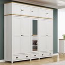 Ver imagem 1 de Guarda-Roupa Bipartido 10 Portas 3 Gavetas Topázio 100% Madeira Maciça Branco/Freijó