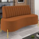 Ver imagem 2 de Sofá 2 Lugares 160cm Pés Aço Dourado Tamar Veludo Terracota Z08 - Mpozenato
