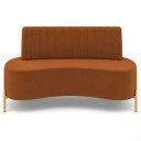 Ver imagem 4 de Sofá 2 Lugares 160cm Pés Aço Dourado Tamar Veludo Terracota Z08 - Mpozenato