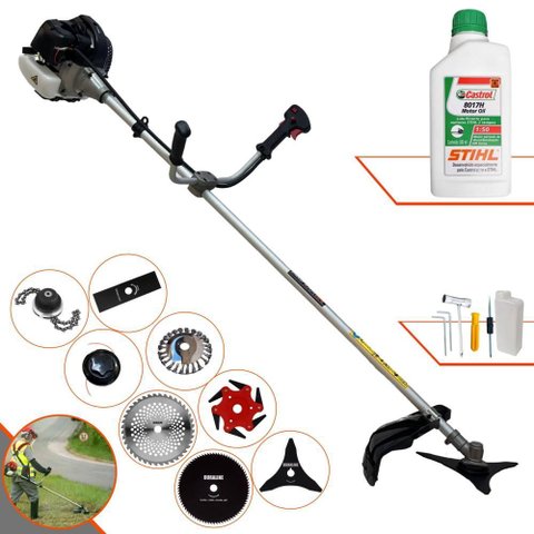 Aparador Anmax Cg430b À Gasolina 2t 43cc 1,7hp 12.000rpm + 6 Facas + Escova + Óleo Stihl