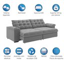 Ver imagem 4 de Sofá Retrátil e Reclinável Bipartido 2,30m 3 Lugares Palermo Slim Luizzi