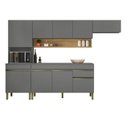 Ver imagem 3 de Cozinha Compacta Modulada 4 Peças com Balcão 150cm com Tampo Line Cinza/Gris/Freijó