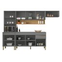 Ver imagem 2 de Cozinha Compacta Modulada 4 Peças com Balcão 150cm com Tampo Line Cinza/Gris/Freijó