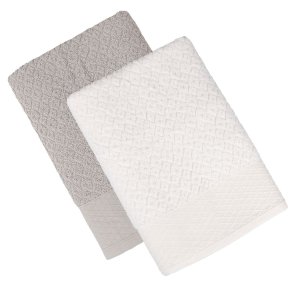 Kit 2 Toalha de Banho Capri Atlântica 100% Algodão Banhão 75x1,50 Cor:branco Off White + Cinza