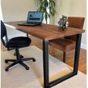 Ver imagem 1 de Mesa de Escritório Aço Ferro Madeira Robusta Cor Preto Estilo Industrial Me-02