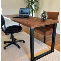 Mesa de Escritório Aço Ferro Madeira Robusta Cor Preto Estilo Industrial Me-02 - 1