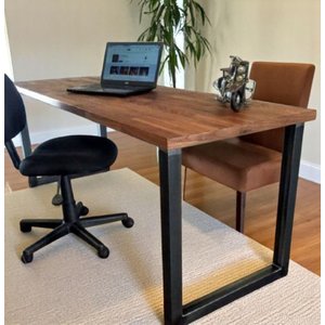Mesa de Escritório Aço Ferro Madeira Robusta Cor Preto Estilo Industrial Me-02