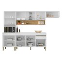 Ver imagem 2 de Cozinha Compacta Modulada 4 Peças com Balcão 150cm com Tampo Line Branco/Supremo/Freijó