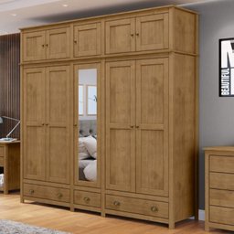 Guarda-Roupa Bipartido 10 Portas 3 Gavetas de Madeira Maciça Topázio  - 2