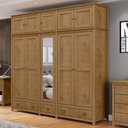 Ver imagem 2 de Guarda-Roupa Bipartido 10 Portas 3 Gavetas Topázio 100% Madeira Maciça